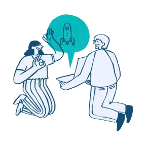 illustration d'un personnage qui dispense des conseils à son client concernant sa stratégie Web