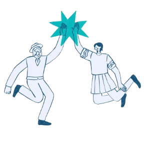 illustration d'un service de proximité via un personnage qui tape dans la main de son client